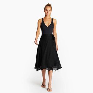 Black Linen Wrap Skirt
